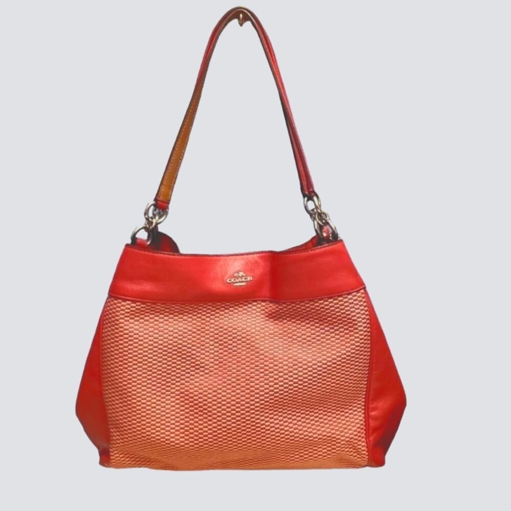 Coach F57540‎ Legacy Jacquard Lexy Shoulder Bag Milk Bright Pink - Picture 3 of 16